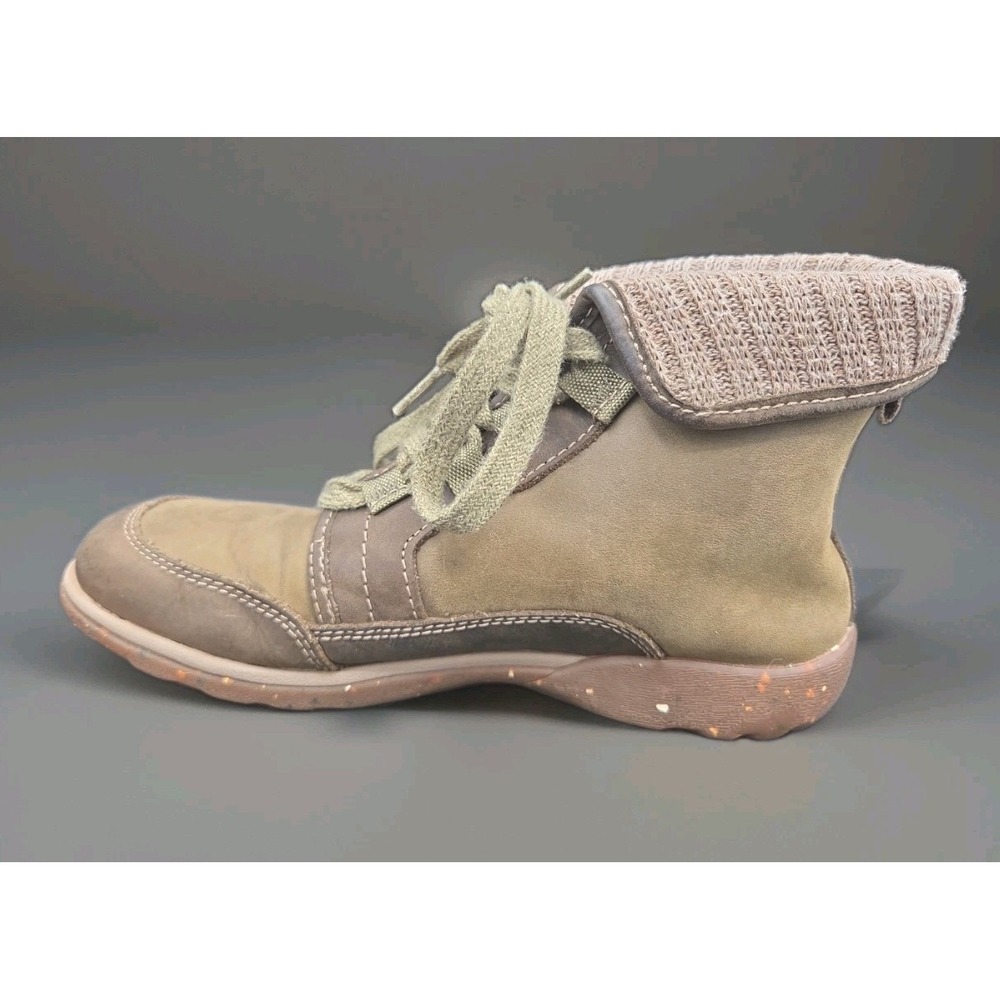 Chaco Barbary Ivy Green Leather Wool Collar Ankle Boots Womens Size 6 J106810 - Picture 4 of 8